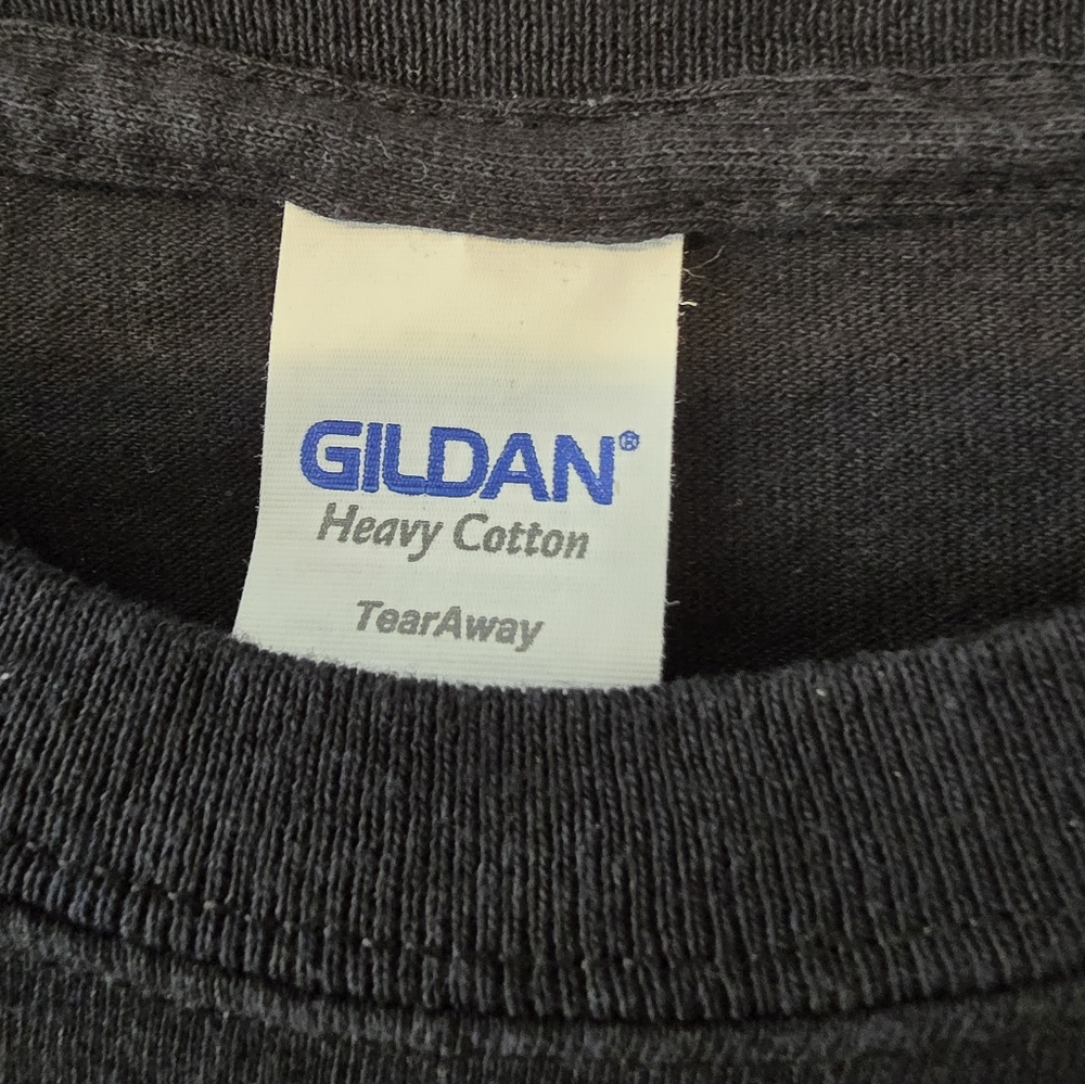 Y2K 90s Gildan Vintage Black Short Sleeve Tee with Wolf Lightning Twilight XL - Picture 3 of 5